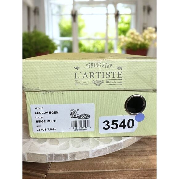 Spring Step L’Artiste Leoluv Mary Jane Sandals 38 US 7.5-8 Beige Multi Handpaint - Picture 16 of 16